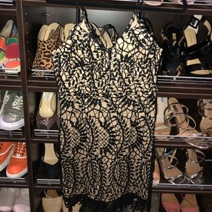 BNWT nude/ black lace overlay dress